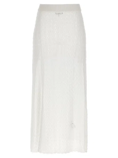 Ganni 'shiny Pointelle Knit' Skirt In Gray