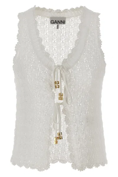 GANNI GANNI 'SHINY POINTELLE KNIT' VEST