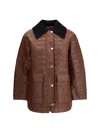 Ganni Quilted Coat With Contrasting Collar In Brown