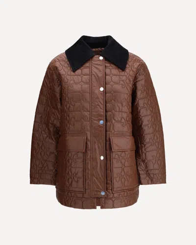 GANNI SHINY QUILT MIDI JACKET