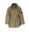 Ganni Shiny Quilt Midi Jacket In Brown