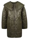 Ganni Lightweight Down Jacket With Oversized Collar In Kalamata