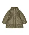 Ganni Quilted Jacket With Hood And Pockets In Green