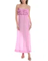Ganni Shiny Spaghetti-strap Ruffle Maxi Dress In Pink