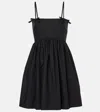 Ganni Black Sleeveless Dress With Spaghetti Straps And Bow Detail On The Rear In Black