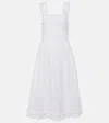Ganni Cotton Poplin Midi Strap Smock Dress Bright White In White