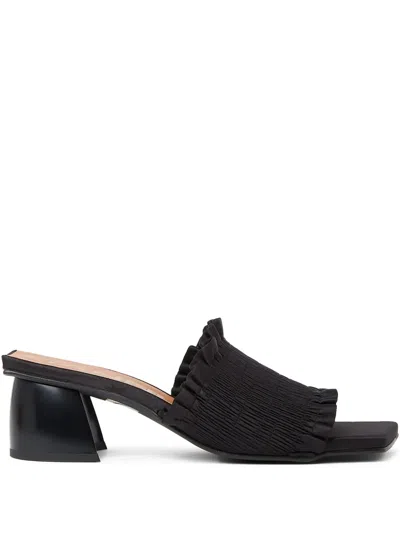 GANNI SHIRRED SATIN SANDALS