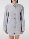Ganni Multicolor Shirt With All-over Stripes And Logo Patch On The Front In Viscose Blend Woman