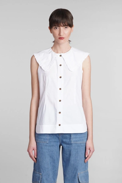 Ganni Shirt In White Cotton