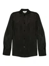 Ganni Shirt Tied At The Sides With Drawstrings In Negro