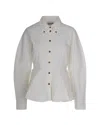 Ganni Peplum-detail Button Shirt In White