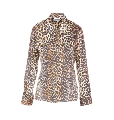 Ganni Shirt With Animalier Print In Multicolour