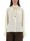 Ganni Shirt With Bow In Neutral
