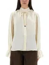 Ganni Shirt With Bow In White