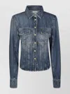 Ganni Shirt With Chest Pockets And Collar In Blue