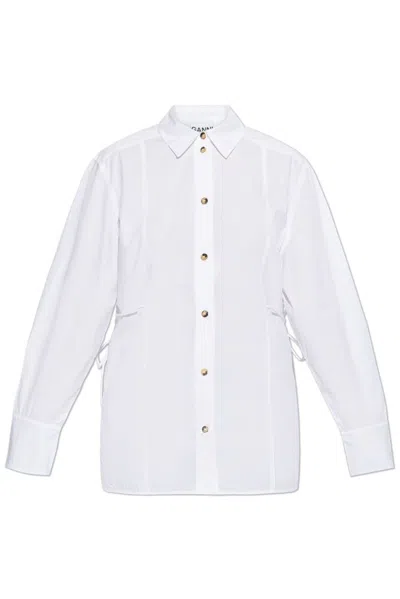 Ganni Shirt With Decorative Side Ties In White