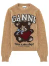 Ganni Printed Alpaca Wool Blend Sweater In Neutral