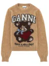 Ganni Printed Alpaca Wool Blend Sweater In Neutral