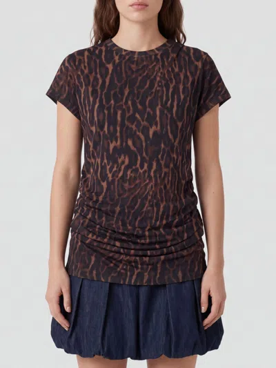 Ganni Shirt Woman Color Brown In Multi