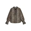 Ganni Printed Viscose Chiffon Tie String Shirt Shirts Animalier In Animal Print