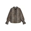 Ganni Printed Viscose Chiffon Tie String Shirt Shirts Animalier In Animal Print