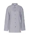 Ganni Multicolor Shirt With All-over Stripes And Logo Patch On The Front In Viscose Blend Woman