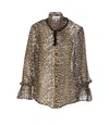 Ganni Printed Viscose Chiffon Tie String Shirt Shirts Animalier In Animal Print