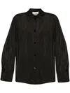 Ganni Shirt Tied At The Sides With Drawstrings In Black
