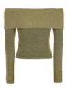 Ganni Gold Sparkle Off-the-shoulder Blouse In Gold
