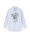 Ganni Long Sleeve Cotton Shirt With Graphic Print In Multi
