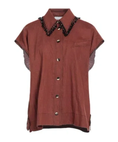 Ganni Shirts In Brown