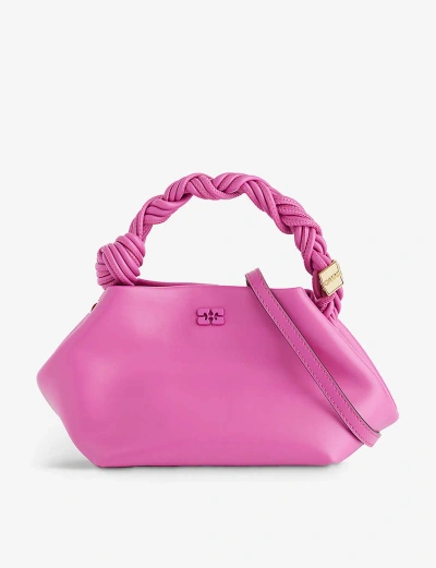 Ganni Shocking Pink Bou Recycled-leather Top-handle Bag
