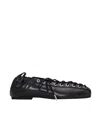 Ganni Lace-up Ballerina In Black