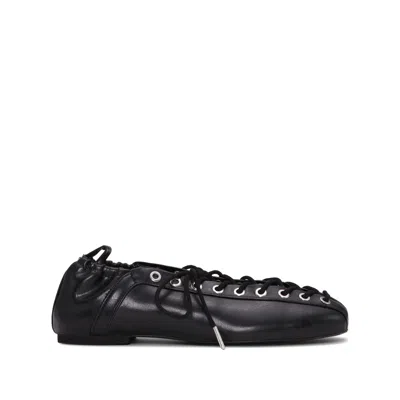Ganni Lace Up Ballerina | In Black