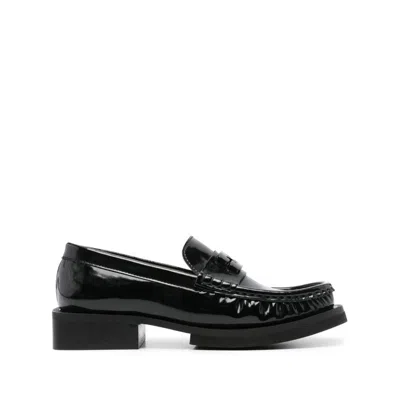 Ganni Butterfly Logo Loafers In Black