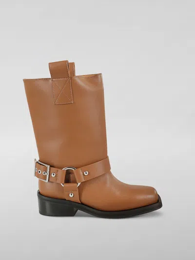 Ganni Stiefel Aus Einer Ledermischung Mit Schnalle In Braun
