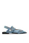Ganni Feminine Denim Ballet Flats In Blue