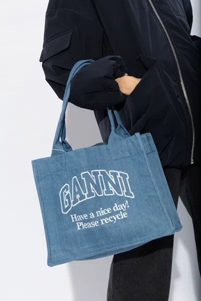 Ganni Shopper Bag In Blue