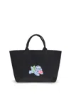 Ganni Xxl Logo-embellished Canvas Tote Bag In Black