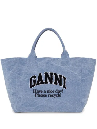 Ganni Shopping Bags In Blue