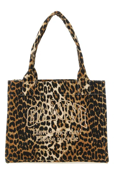Ganni Shopping Leopard Embroidery Logo
