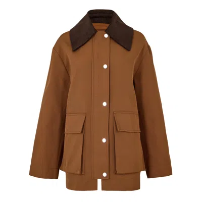 Ganni Short Coat In Brown