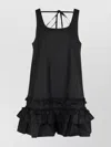 Ganni Ruffle Sleeveless Square Neck Mini Dress