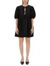 Ganni Tie String Mini Dress In Black