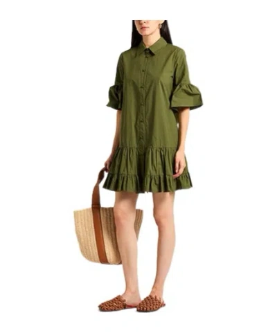 Ganni Short Dress In Green