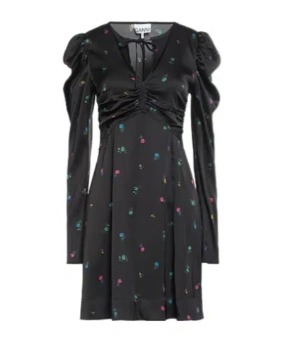 Ganni Short Dresses In Black