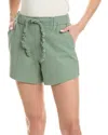 Ganni Drawstring Cotton Suiting Shorts In Green