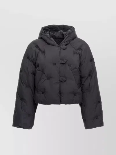 GANNI SHORT HOODED PUFFER JACKET