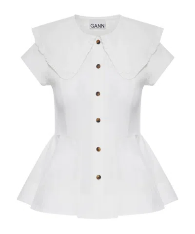 GANNI GANNI SHORT RUFFLE SHIRT