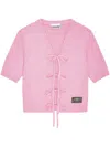 Ganni Womens V-neck Short-sleeves Wool-blend Cardigan Primrose Pink In Rosa